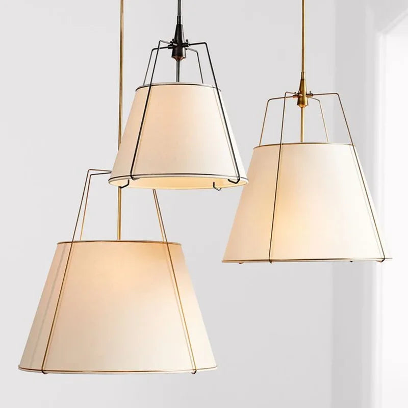Cone drum pendant light, fabric lampshade, kitchen restaurant during light, indoor home decoration lighting
