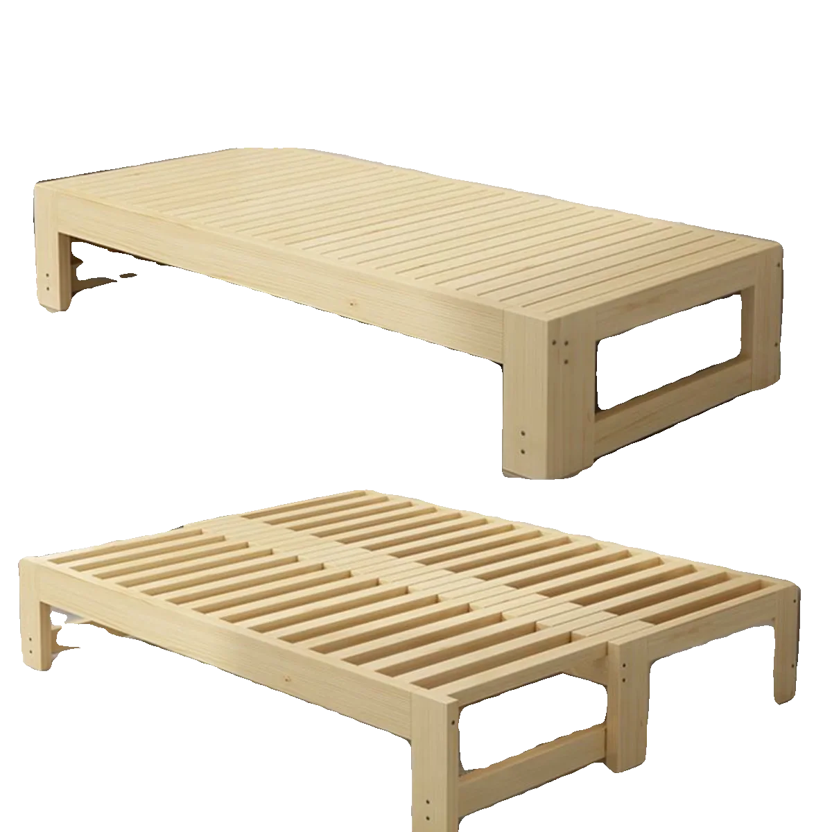 Customized: Fold-out sofa bed, dual-purpose all-solid wood, small apartment, telescopic bed, pull-out bed, push-pull bed, foldab - view 4