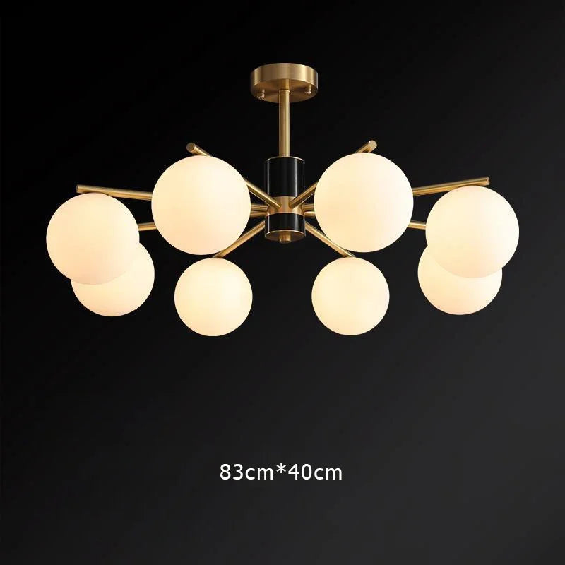 Nordic luxury pendant light in gold copper with white glass balls - 8 Heads / Warm White