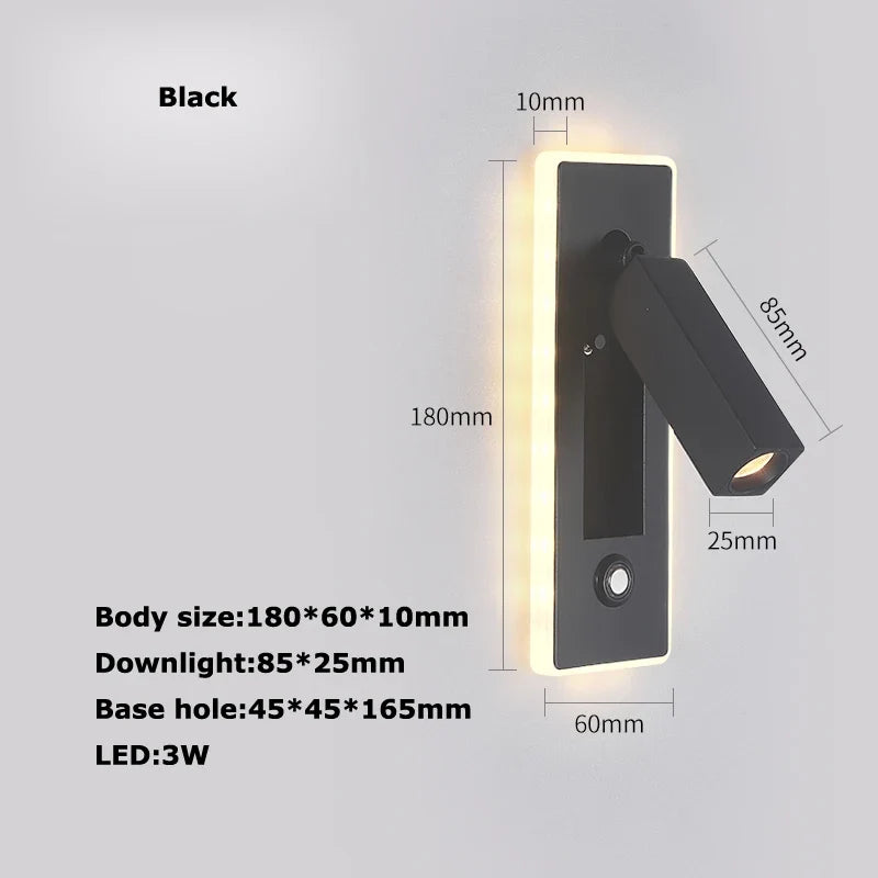Rotatable Brass and Black LED Reading Wall Sconce - Neutral light / A