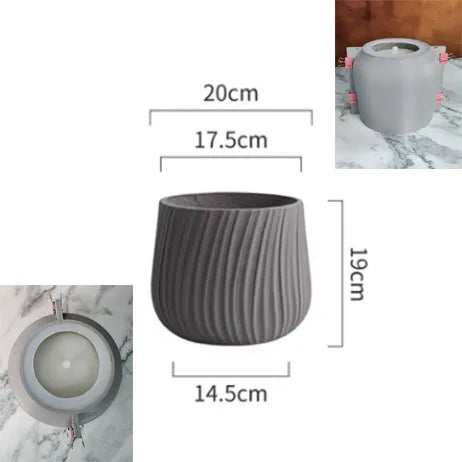 Modern silicone mould for light and luxurious concrete flower pot - Bourgogne