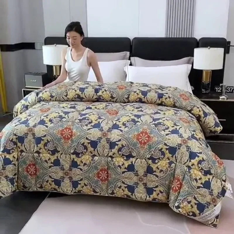 New 95 printed hotel down quilt thickened warm white goose down winter quilt , easy temperature locking - view 2