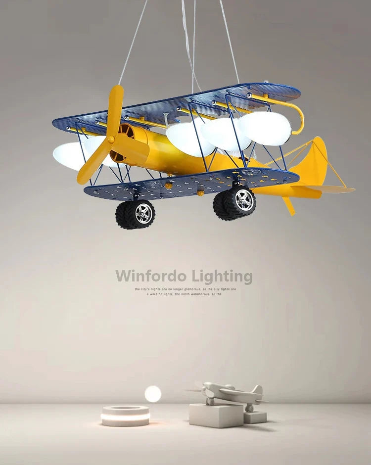 Led pendant light in the shape of a child's plane 2023