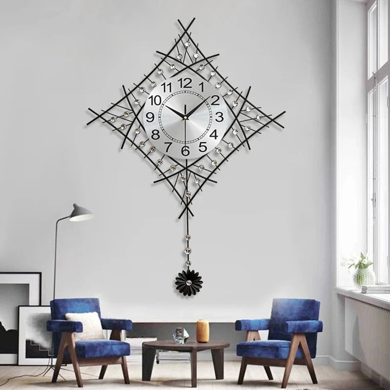 European unique metal clock with pendulum design
