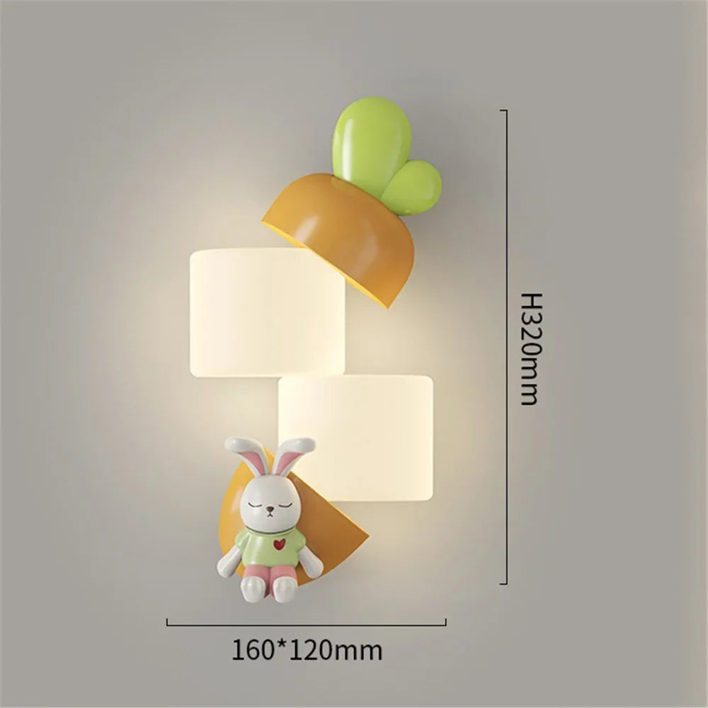 Wall sconce with led monkey and panda for children - B