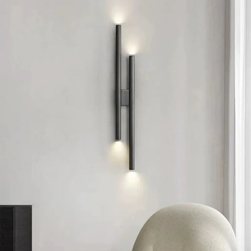 Modern brass black and copper wall sconce with natural light