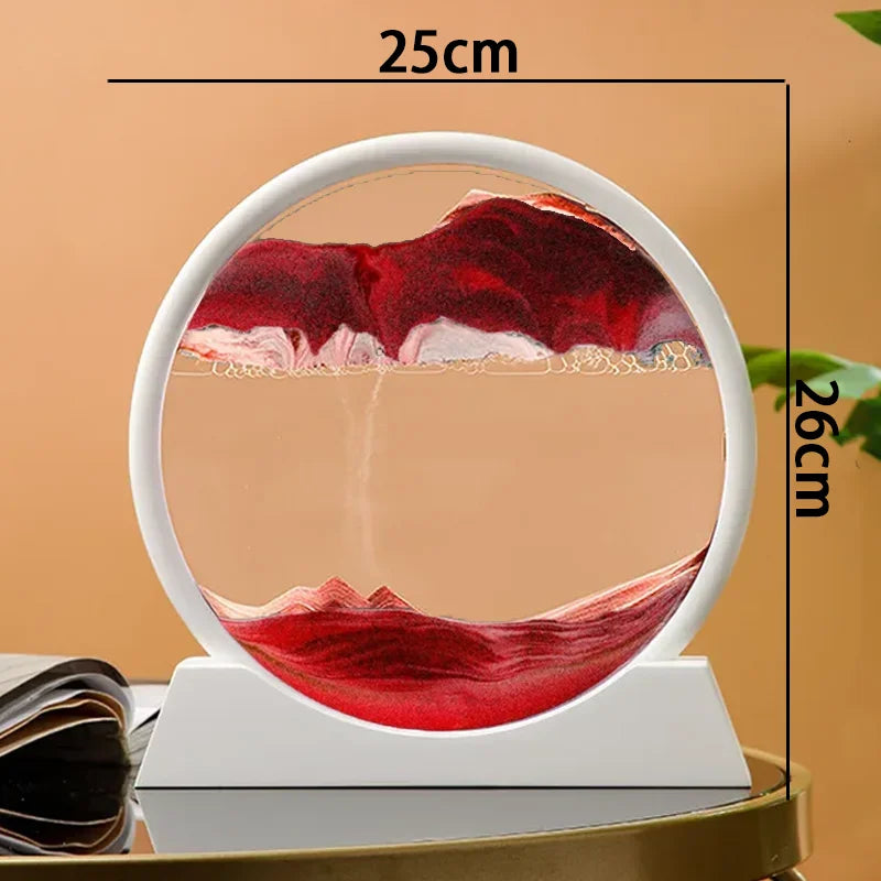 Glass hourglass 3d sand landscape in motion artistic decoration - F-Red (12 inches)