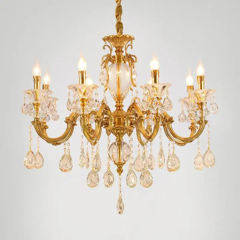 Modern led chandelier in crystal and copper - view 4