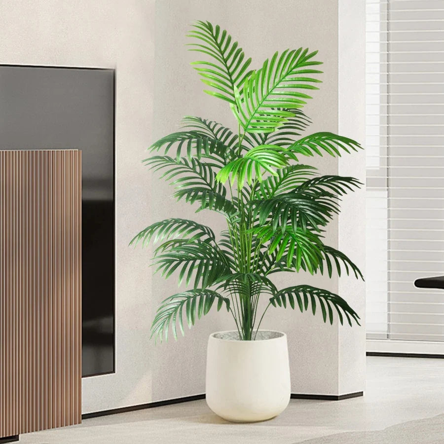 Large artificial tropical foliage interior decoration outside