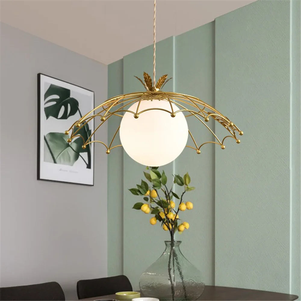 LED pendant in glass with golden hat Nordic style for decoration - view 4