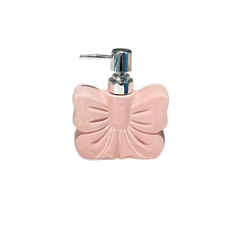 1pc, Ceramics Bowknot Lotion Press Bottle, Household Bathroom Shower Gel Bottle, Plastic Pump Head, Bathroom Liquid Dispenser - view 6