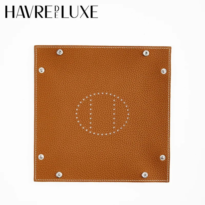 Folding leather storage tray for various objects - view 5