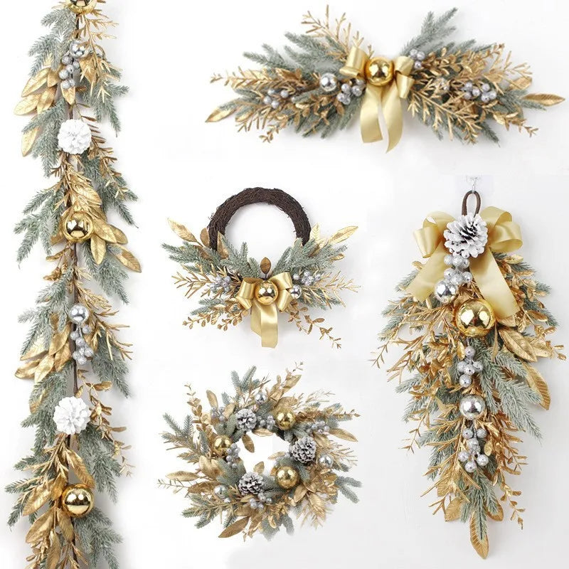 Artificial rattan garland for Christmas and New Year decorations