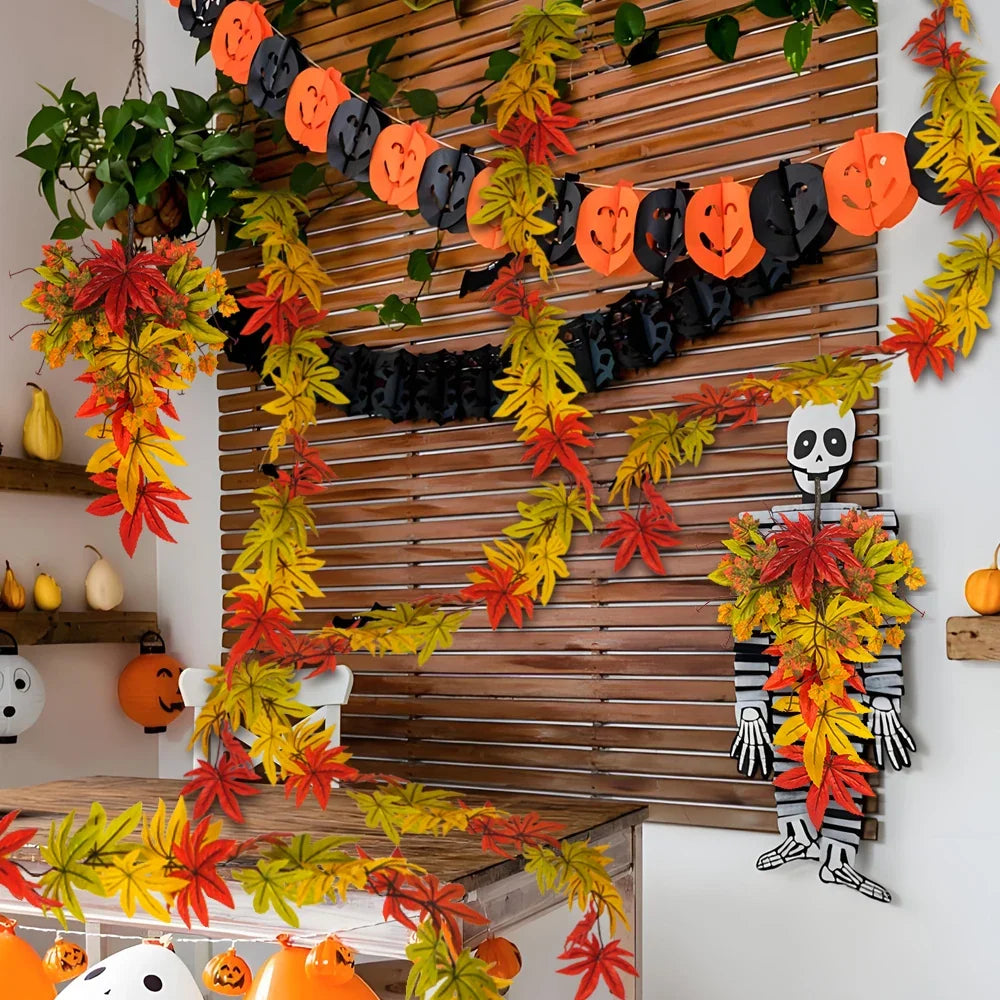 Artificial maple mural plants in autumn for festive decorations - view 5