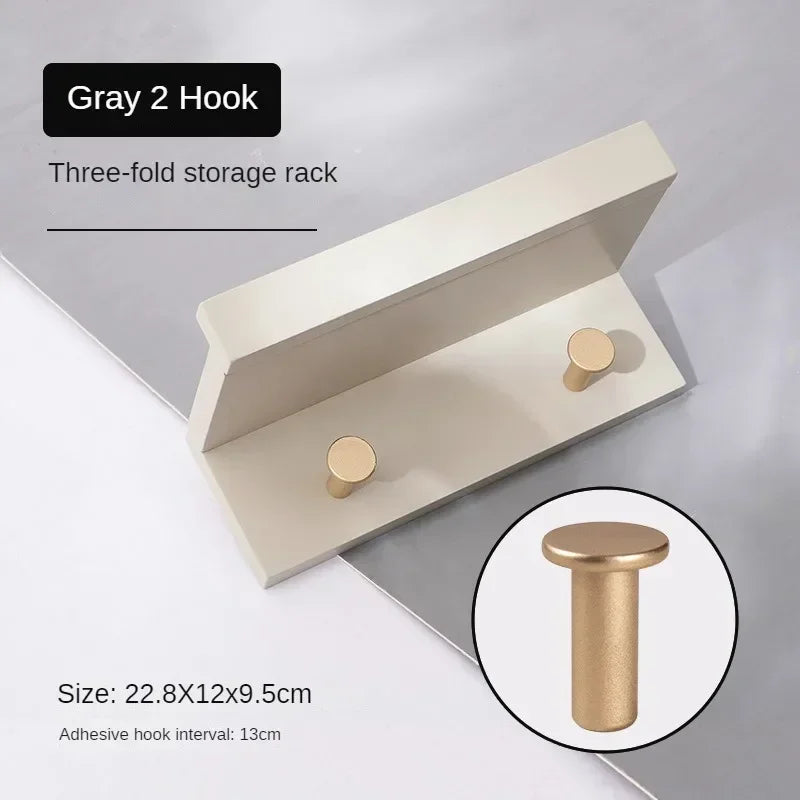 Wooden wall coat holder for creative and practical storage - Grey 2 Hooks