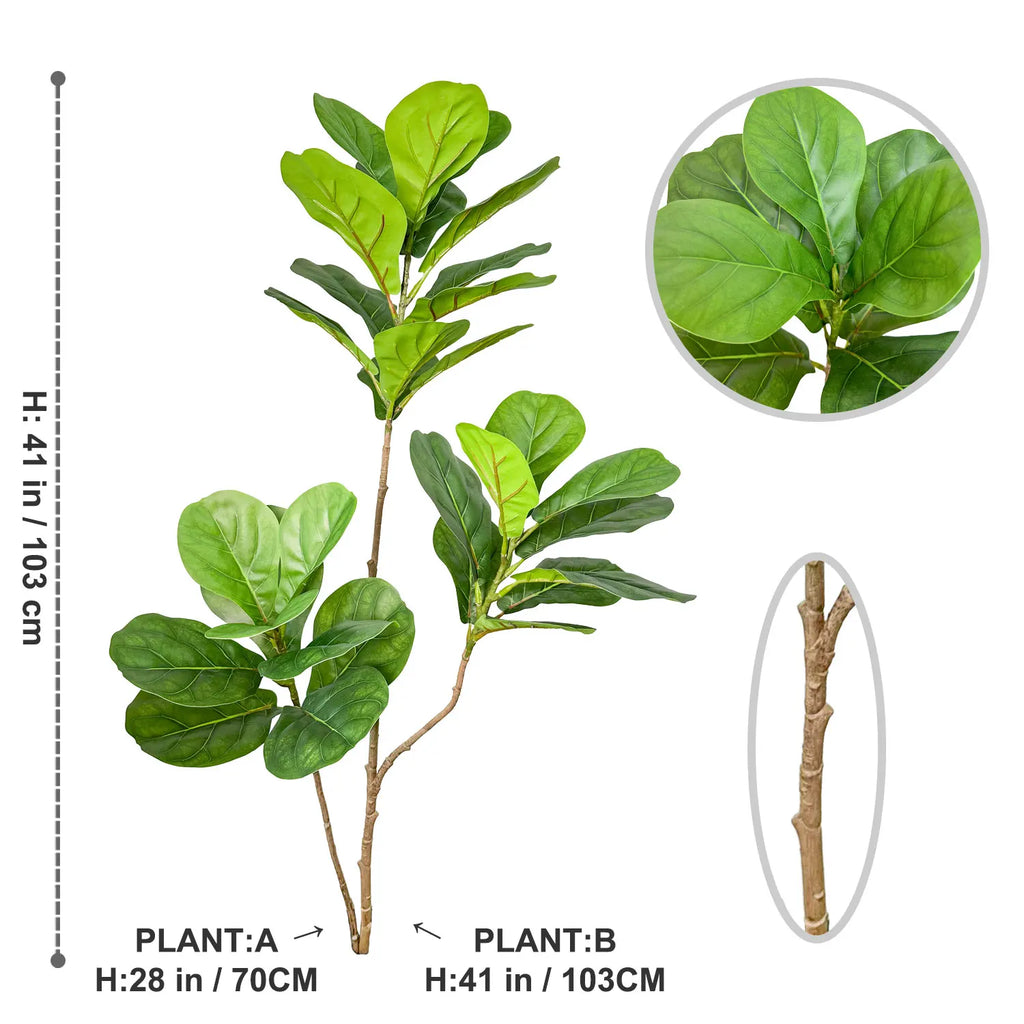 Artificial branches of ficus large leaves for interior and exterior decoration - CZ-301-70103 / 1 piece