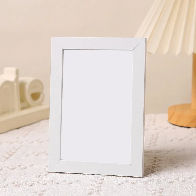 Wooden picture frame for family portraits and weddings, Design 2 - Pure White / 6 pouces (10,1 x 15,2 cm)