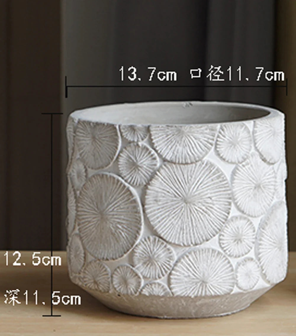 Mold silicone pot flowers concrete pattern vintage large format - FOUND Gray