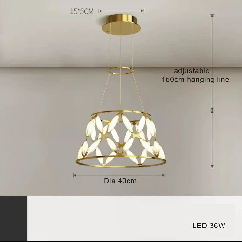 Modern Nordic chandelier creative led lamp for interior decoration - A-D40cm / Silver / White Light