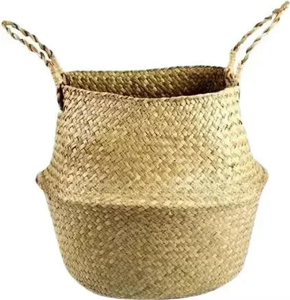 Folding rattan basket for storage and decoration - Couleurs primaires / Diameter 38CM X 33CM