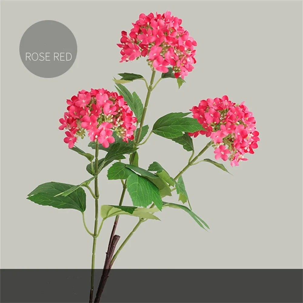 Bouquet of artificial silk hortensias for wedding decoration - Red Pink
