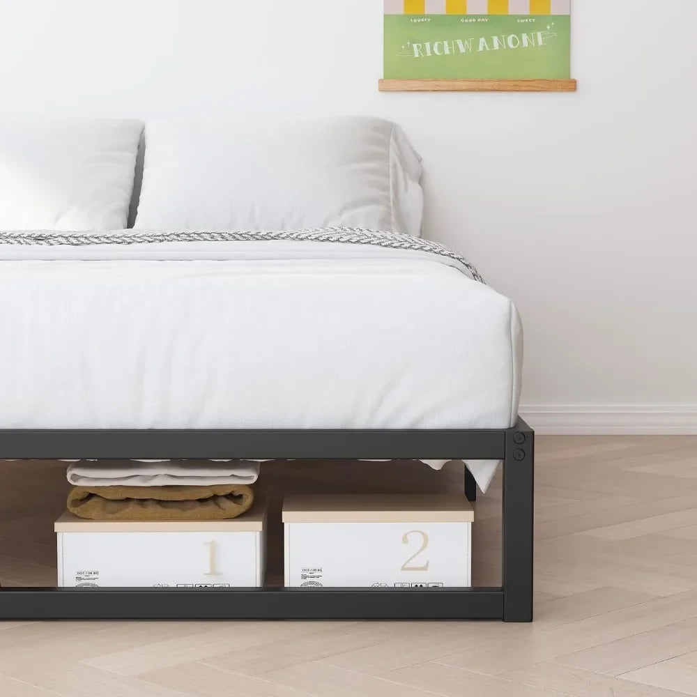 King Size Bed Frame, Metal Platform Mattress Foundation With Steel Slat Support, No Box Spring Needed,8 Inch King Size Bed Frame - view 4