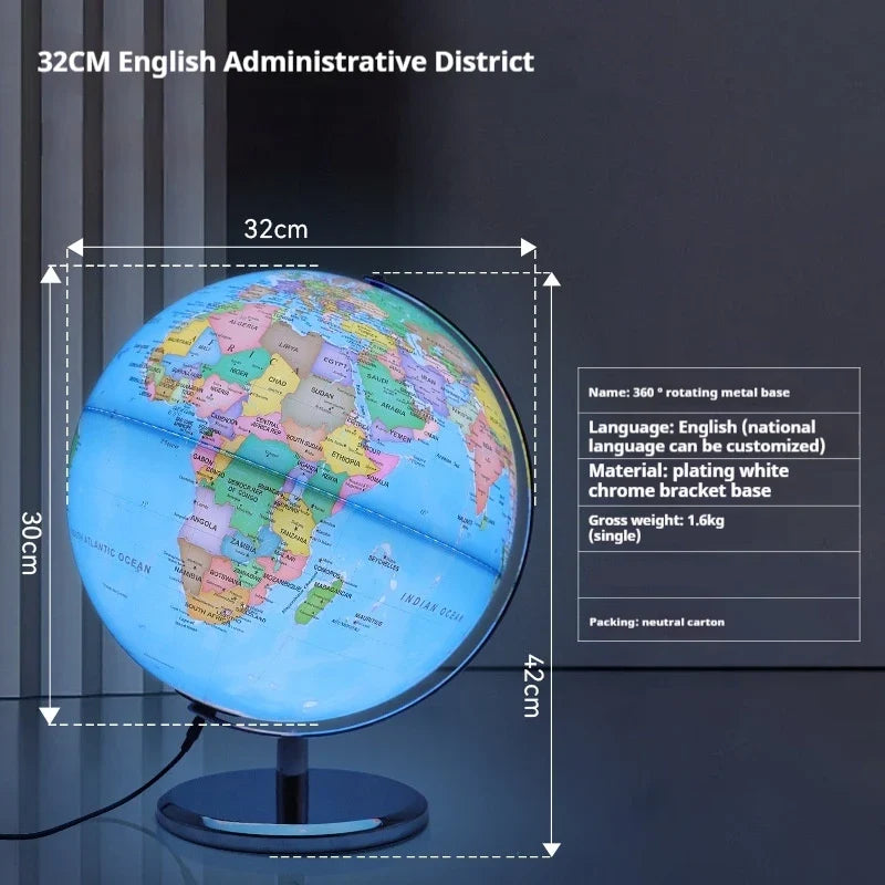 Earth globe light with rotating base for school year - Plug-in Lamp 32