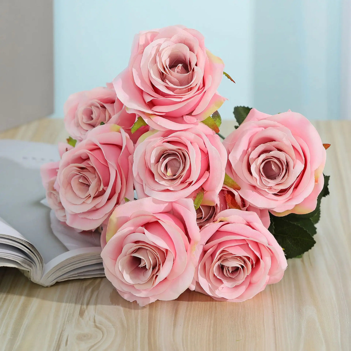 Multicolor Silk and Plastic Rose Bouquet for Weddings - view 4