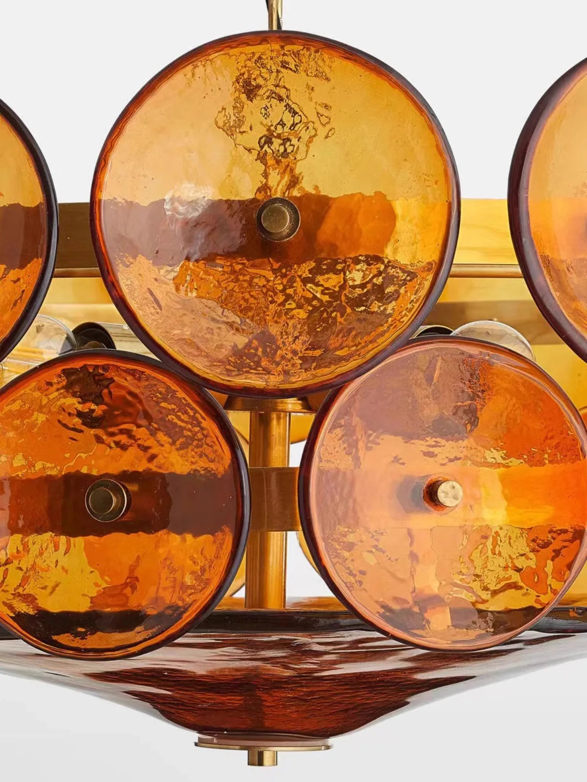 Vintage chandelier in amber glass for interior decoration - view 4