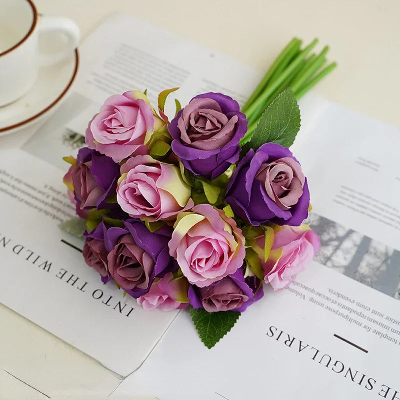 Bouquet of artificial silk rose wines floral decoration for table - view 5