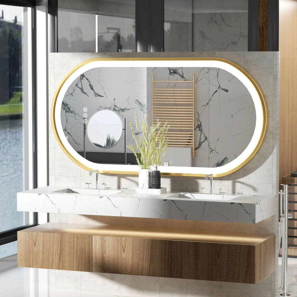 LED oval mirror with adjustable and anti-fog lighting - view 3