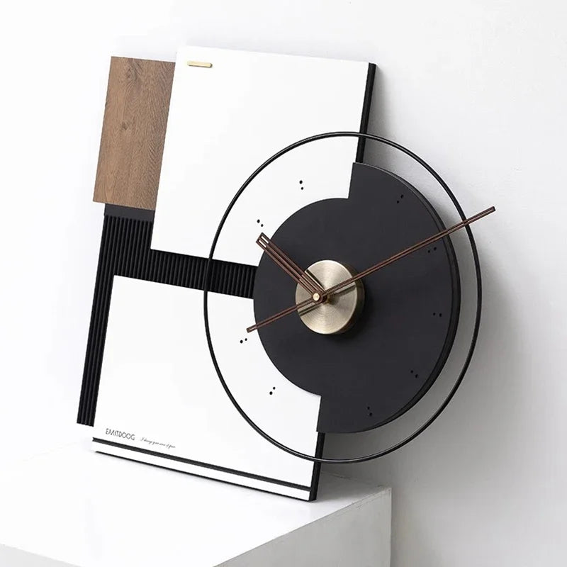 Large silent wall clock in walnut modern decoration - view 5