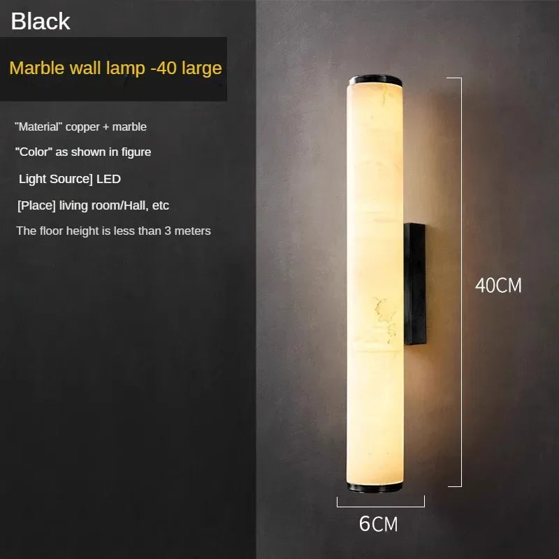 Minimalist wall sconce in marble and modern copper design elegant - Warm White (2700-3500K) / Black-40cm