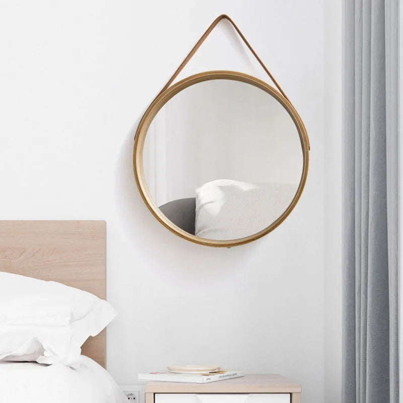 Round wall mirror in thick wood for make-up - view 5