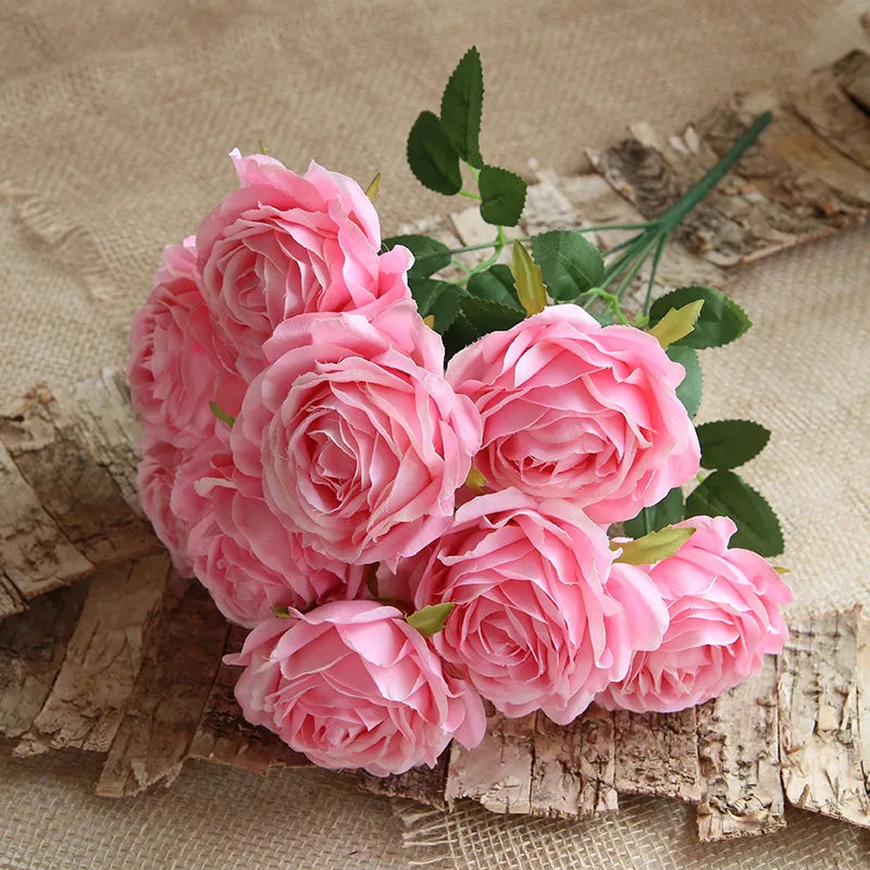 10 artificial flower heads for wedding decoration and festival - Pink