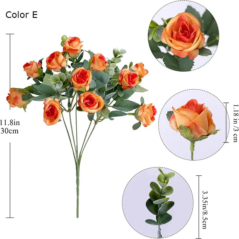 Bouquet of artificial rose wines with eucalyptus and decorative peony - view 5