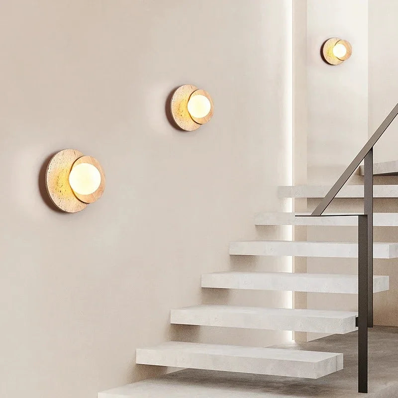 Nordic wall sconce with led stone and wood - view 4
