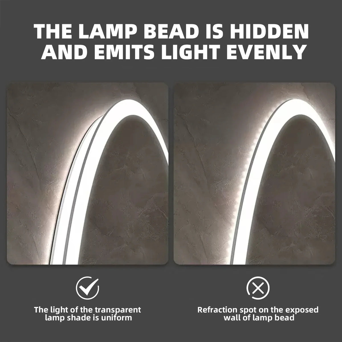 Round light mirror with touch switch and anti-fog function - view 2