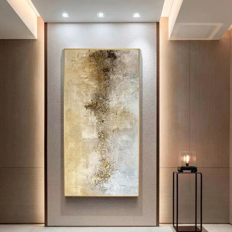 Customizable, Pure Hand-painted Abstract Decorative Painting, Living Room Background Wall Large Gold Leaf, Art Canvas Painting - view 3