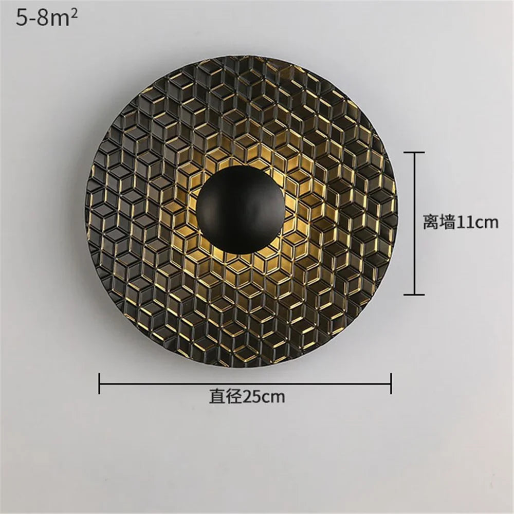 LED wall sconce round in decorative Nordic metal for modern interior - K