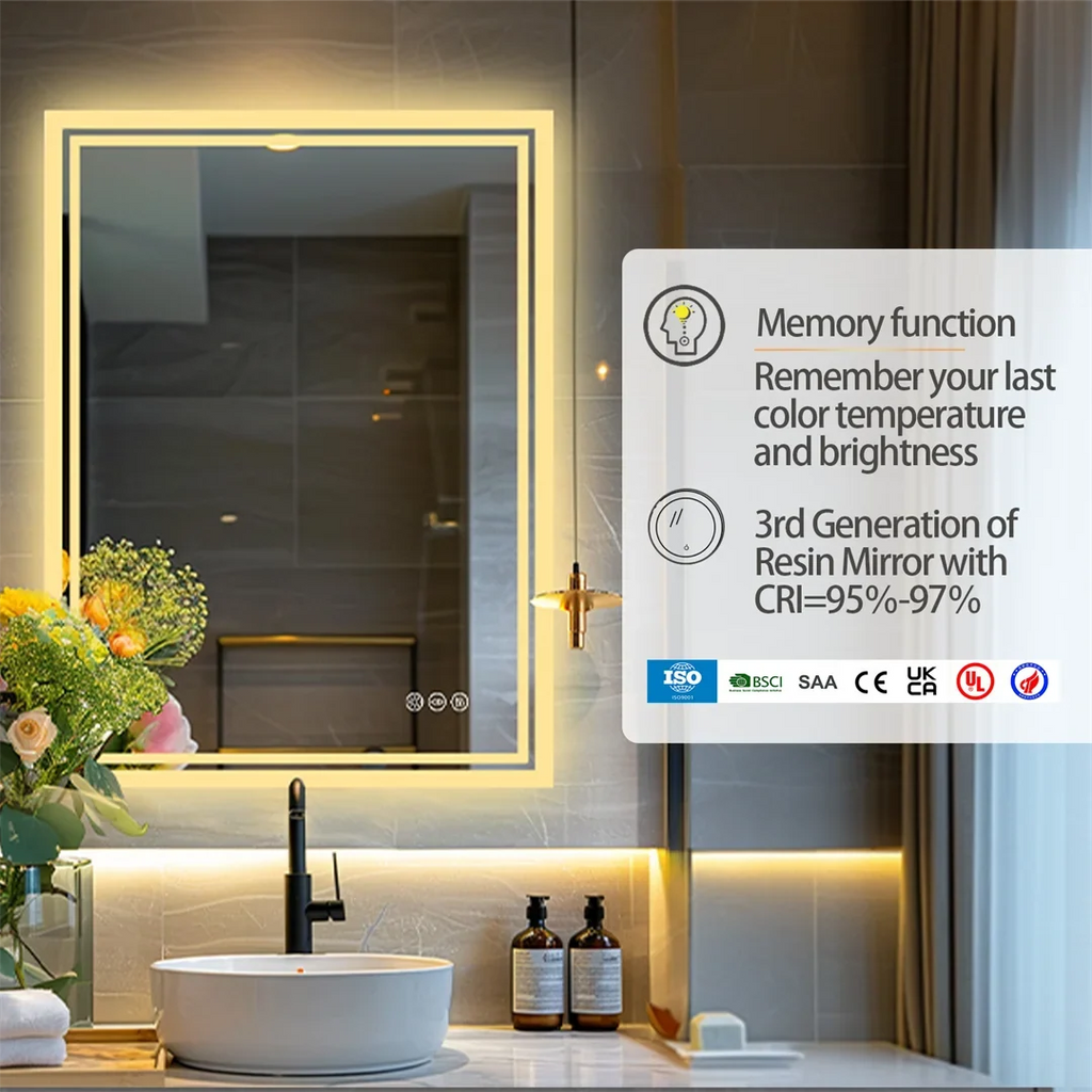 Variable intensity anti-fog backlight mirror for wall mounting - view 7