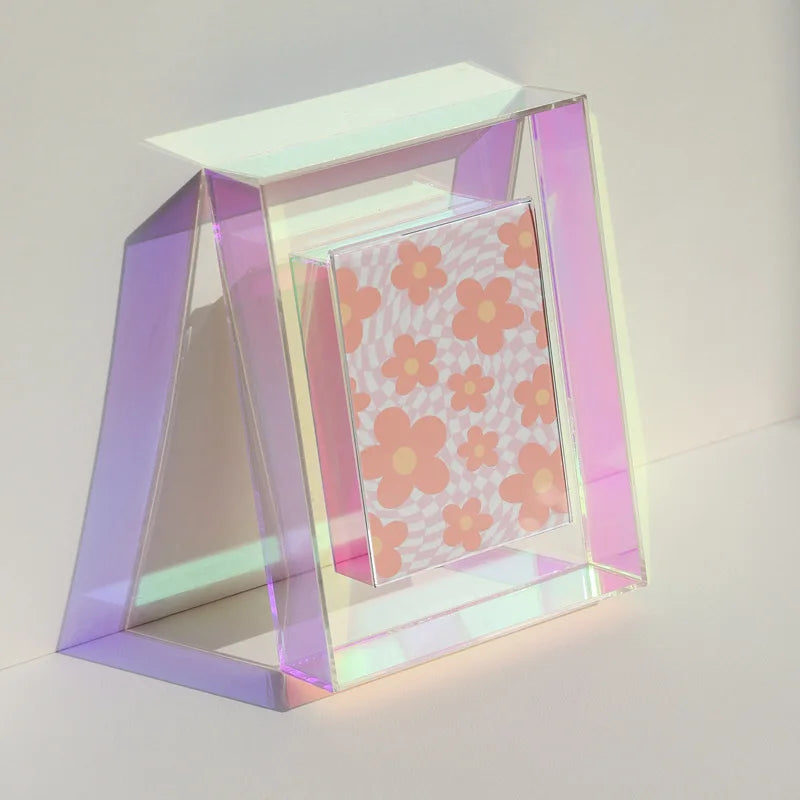 Transparent acrylic photo frame support interior decoration desk - L / 5 inches
