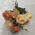Bouquet of silk rose wines for wedding decoration and garden - Mixed Orange