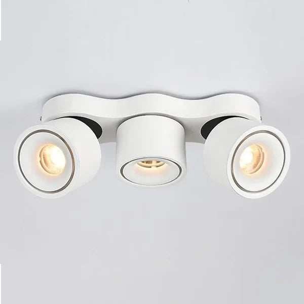 Variable intensity folding rotary led spotlights for interior lighting - White / 3000K Warm White / 3x9W No Dimmable