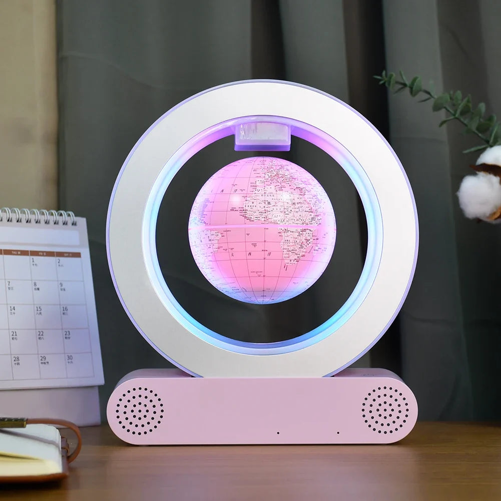 Magnetic Levitation Base Build-In Bluetooth & LED Light 4in Globe Desk Lamp Night Light for Room, Home, Office Desk Toys decor - view 2