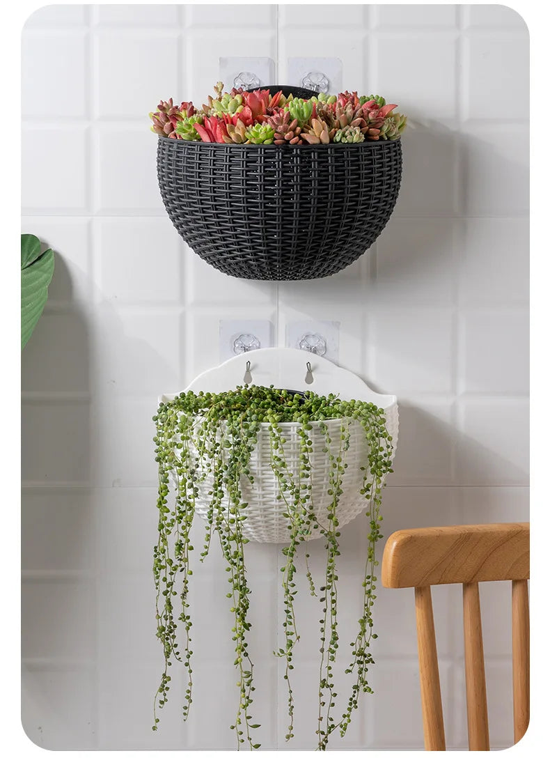 European Wall Mounted Hydroponic Plant Pot, Semi-Circular, Hanging Flower Basket, Balcony, Lazy Wall Mounted, No Drilling, decor - view 6