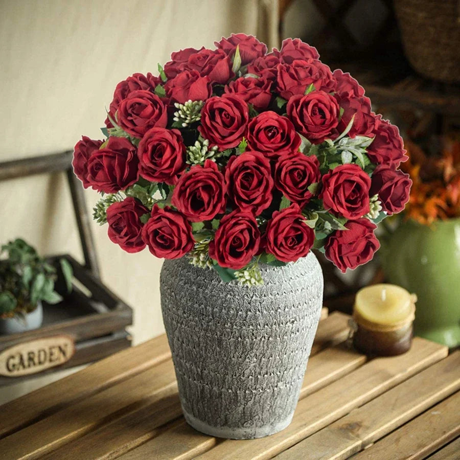 Bouquet of artificial silk rose wines for decorations and festive events - view 3