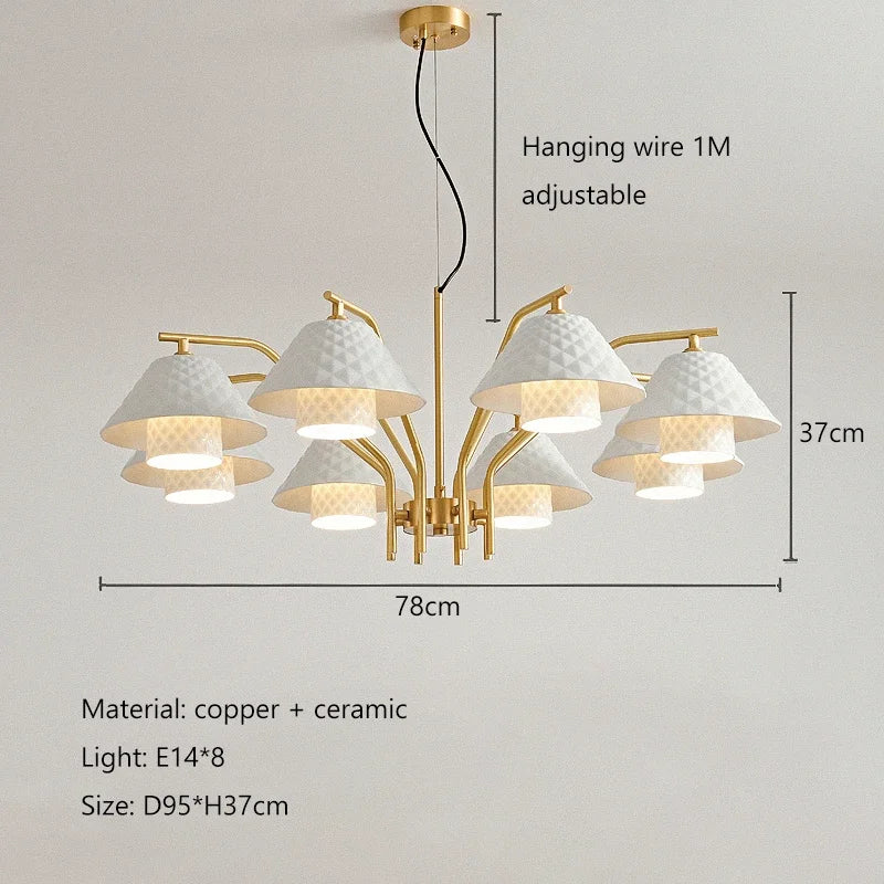 LED chandelier for modern and elegant interior decoration - 8 Light / Golden Lamp Body / Neutral Light