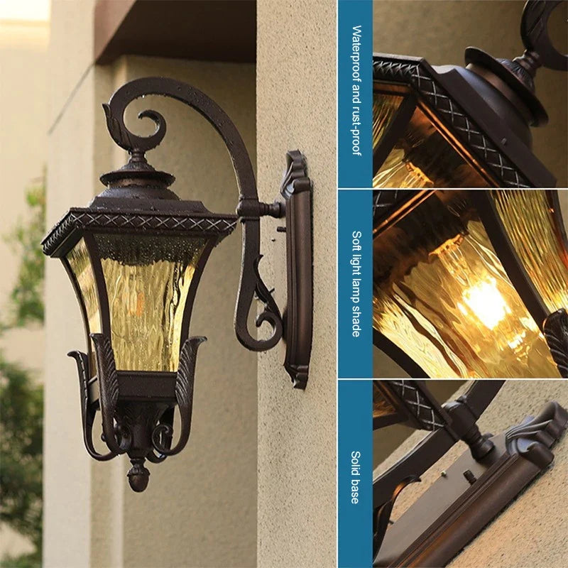 Outdoor retro wall sconce for decorative garden lighting - view 4
