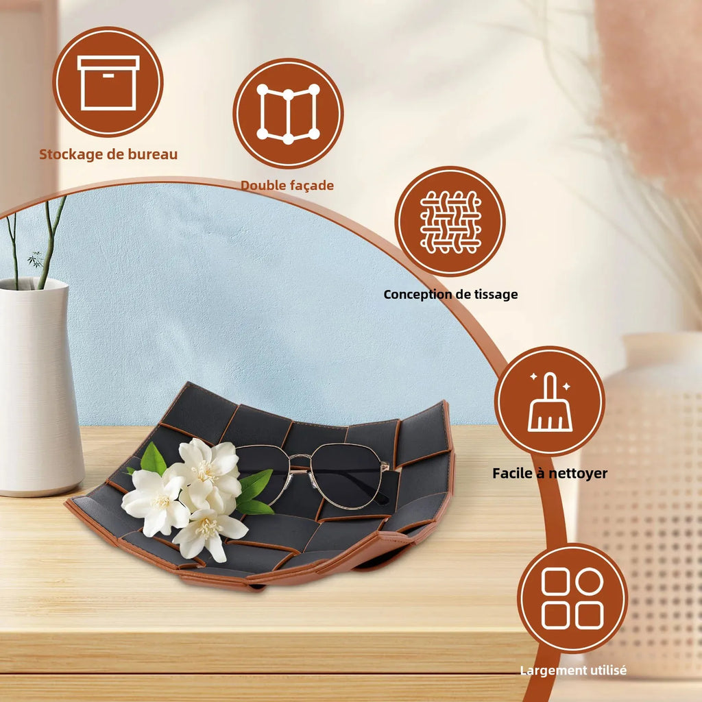 Leather storage tray for keys and other objects - view 4